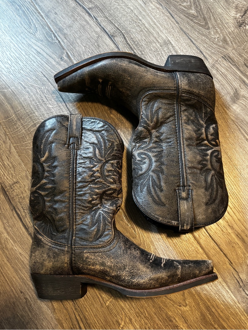 Dingo Black and Brown Leather Western Boots - Women's 9.5 M